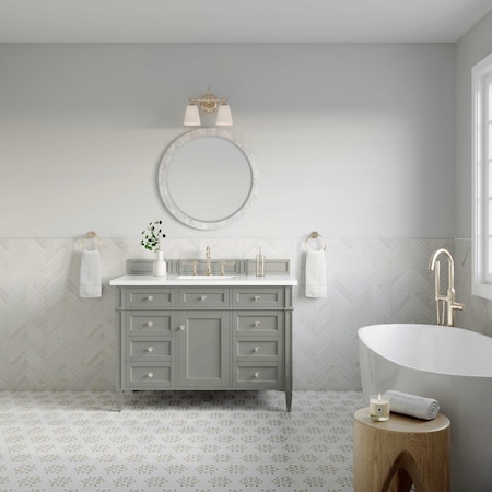 James Martin Vanities Brittany 48in Single Vanity, Urban Gray w/ 3 CM White Zeus Quartz Top 650-V48-UGR-3WZ